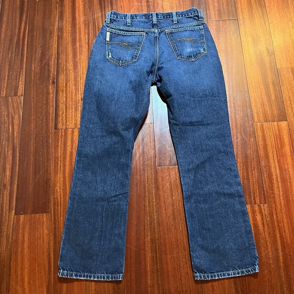Cinch Jeans Mens 32x31 (Tag 32x32) Dark Wash Blue Bootcut Western Distressed *